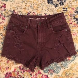 American Eagle maroon jean shorts
